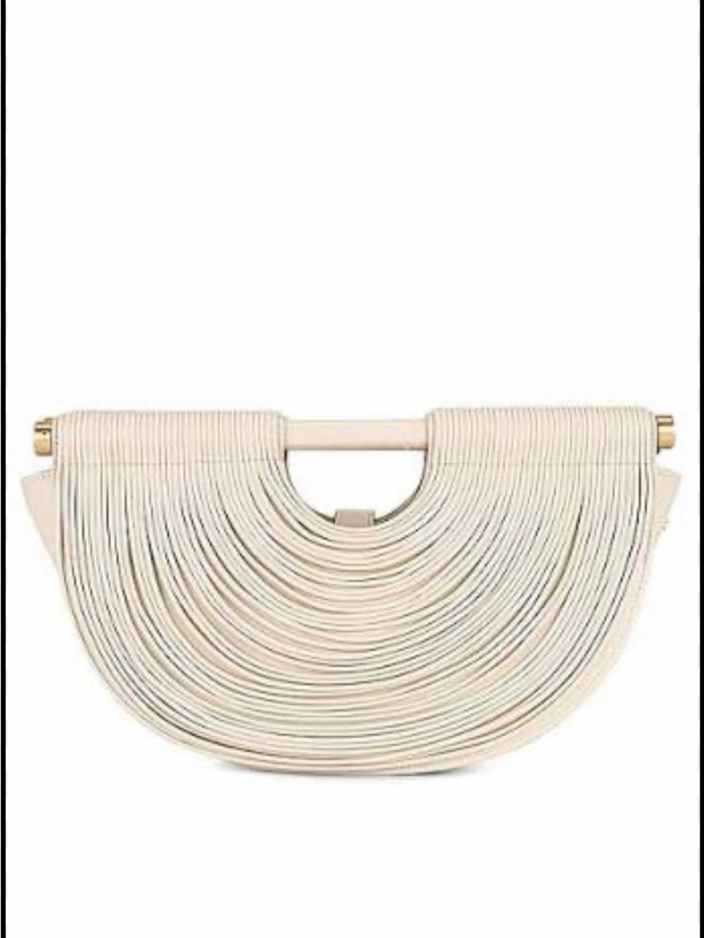Cult Gaia Lou Clutch Cream Leather with Top Handle